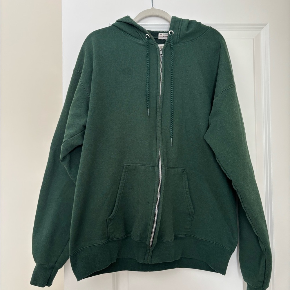 Hanes EcoSmart Green Zip-Up Hoodie Size M